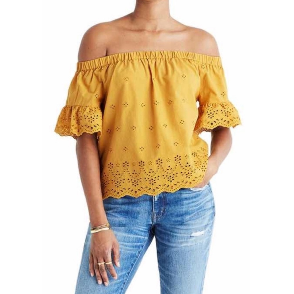 Madewell Off the Shoulder Eyelet Top